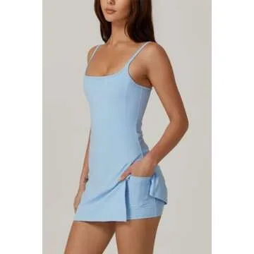 QINSEN Women's Blue Tennis Workout Dress with Shorts