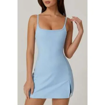 QINSEN Women's Blue Tennis Workout Dress with Shorts