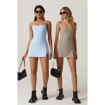 QINSEN Women's Blue Tennis Workout Dress with Shorts