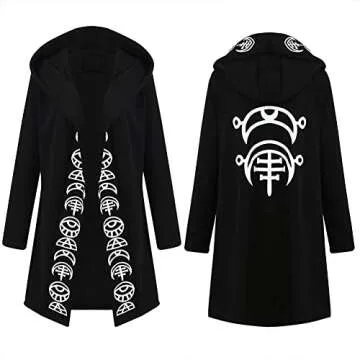diffstyle Women Moon Gothic Witchcraft Punk Vintage Casual Long Hoodies Top Sweatshirt (XL) Black