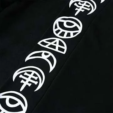 diffstyle Women Moon Gothic Witchcraft Punk Vintage Casual Long Hoodies Top Sweatshirt (XL) Black