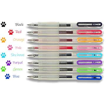 COLNK Retractable Liquid Colored Gel Pen, Fast-dry Journaling Planner Pens Fine Point Drawing Pens 0.5, Assorted Ink, Pack-8 colors