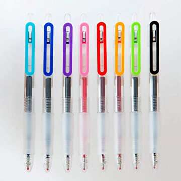 COLNK Retractable Liquid Colored Gel Pen, Fast-dry Journaling Planner Pens Fine Point Drawing Pens 0.5, Assorted Ink, Pack-8 colors