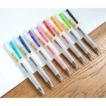 COLNK Retractable Liquid Colored Gel Pen, Fast-dry Journaling Planner Pens Fine Point Drawing Pens 0.5, Assorted Ink, Pack-8 colors