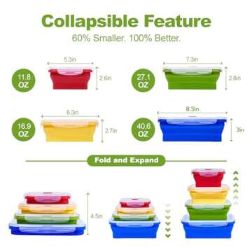 Set of 4 Collapsible Silicone Food Storage Container for Kitchen