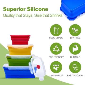 Collapsible Silicone Food Storage Containers Set of 4