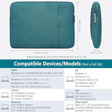HYZUO 13.3-14 Inch Laptop Sleeve Bag Set for MacBook Pro 14 M3/M2/M1 Pro/Max A2918 A2992 A2779 A2442 2024-2021, MacBook Air 13, 13.8"/13.5" Surface Laptop, Envy 13, Case with Pouch, Dark Green
