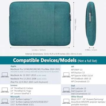 HYZUO 13.3-14 Inch Laptop Sleeve Bag Set for MacBook Pro 14 M3/M2/M1 Pro/Max A2918 A2992 A2779 A2442 2024-2021, MacBook Air 13, 13.8"/13.5" Surface Laptop, Envy 13, Case with Pouch, Dark Green