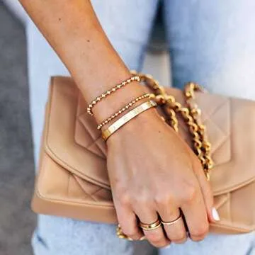 BENEIGE Gold Bracelets for Women 14K Gold Plated Adjustable Beaded Jewelry Gifts