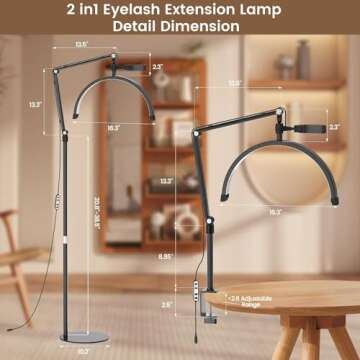 TopDirect Lash Light for Eyelash Extensions, Half Moon Light with Phone Holder & Desk Clip for Beauty Salon