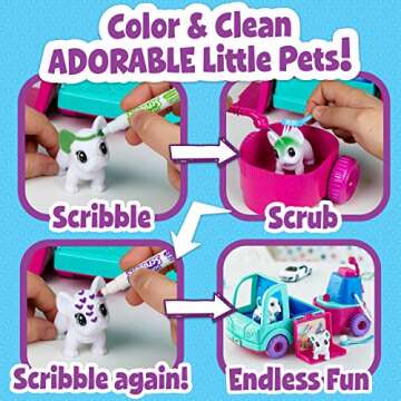 Crayola Scribble Scrubbie Pets Grooming Truck (10 Pcs), Toy Pet Playset, Kids Pet Care Toy, Gift for Girls & Boys, Ages 3+