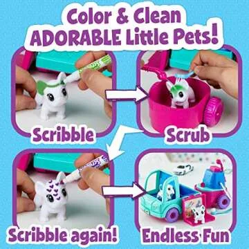 Crayola Scribble Scrubbie Pets Grooming Truck (10 Pcs), Toy Pet Playset, Kids Pet Care Toy, Gift for Girls & Boys, Ages 3+