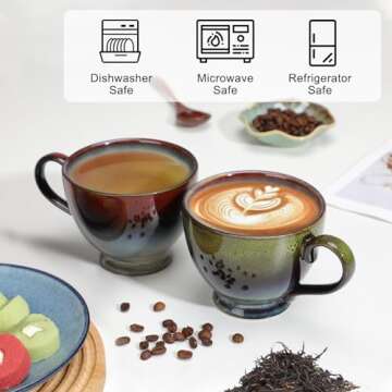 CosyCorner 17 Ounce Ceramic Coffee Mug Tea Cup, Large-sized Black Coffee Mug Perfect for Coffee, Cap...