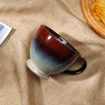 CosyCorner 17 Ounce Ceramic Coffee Mug Tea Cup, Large-sized Black Coffee Mug Perfect for Coffee, Cappuccino, Latte, Tea, Cocoa, Cereal, Hot Chocolate, Ice Cream Bowls