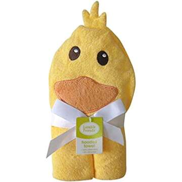 Luvable Friends Baby Duck Hooded Towel for Bath Time Fun