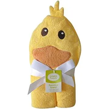 Luvable Friends Baby Duck Hooded Towel for Bath Time Fun