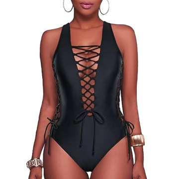 Stylish Holipick Black One Piece Swimsuit for All