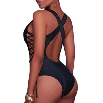 Stylish Holipick Black One Piece Swimsuit for All