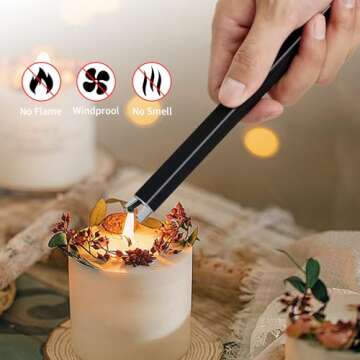 SURYOL Electric Candle Lighter Upgraded USB Type-C Rechargeable Candle Lighter Windproof Flameless a...