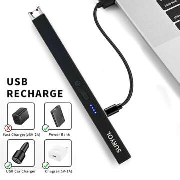 SURYOL Electric Candle Lighter USB Rechargeable Windproof