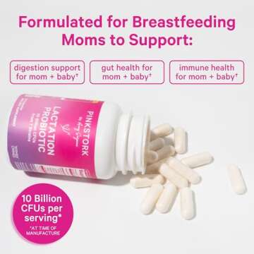 Pink Stork Lactation Probiotic - 10 Billion CFUs Multi Strain Postnatal Probiotics for Breastfeeding...