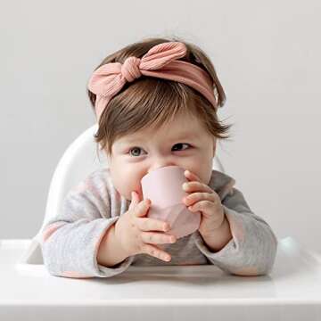 SAMiGO Silicone Baby Utensils - Self Feeding Spoons and Tiny Training Cup - First Stage Baby Led Wea...