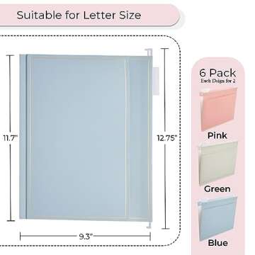 Y YOMA 6 Pack Rose Gold Hanging File Folders with Pocket Letter Size Decorative File Folder Cute Pretty Hanging Folder for Office Home School with 1/5-Cut Adjustable Tabs, Outer Storage Pockets