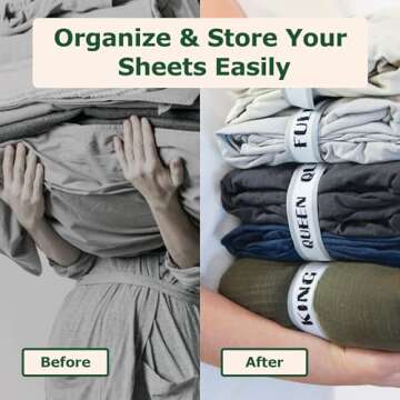 ECOHomes Bed Sheet Organizer and Storage Size Label Bands | Bed Sheets Set Organizers for Linen Clos...