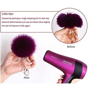 ETENOVA Pom Pom Keychain Genuine Rabbit Fur Ball Keychain Fluffy Accessories Car Bag Charm