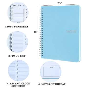 TREES Hourly Daily Planner Undated with To-Do List, Meals, Notes,Appointment Planner Book 10" x 7.3"...
