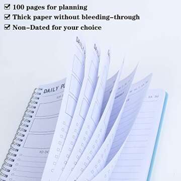 TREES Hourly Daily Planner Undated with To-Do List, Meals, Notes,Appointment Planner Book 10" x 7.3", Flexible PVC Cover,Twin-Wire Binding