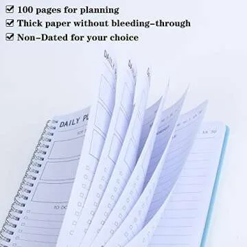 TREES Hourly Daily Planner Undated with To-Do List, Meals, Notes,Appointment Planner Book 10" x 7.3", Flexible PVC Cover,Twin-Wire Binding