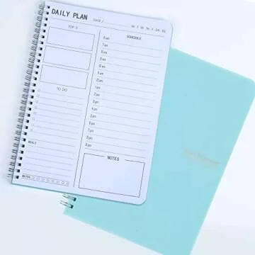 TREES Hourly Daily Planner Undated with To-Do List, Meals, Notes,Appointment Planner Book 10" x 7.3", Flexible PVC Cover,Twin-Wire Binding