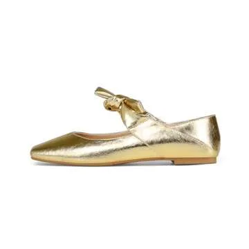 Pomoxikn Gold Mary Jane Flats for Women Stylish Comfort