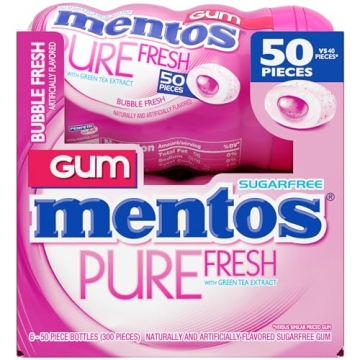 Mentos Pure Fresh Sugar-Free Bubble Gum, 50 Count