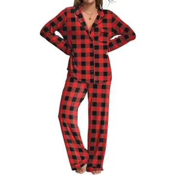 Ekouaer Women's Pajamas Set - Soft Long Sleeve Top and Pants Sleepwear Set