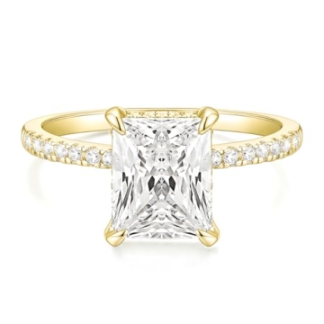 Stunning TIGRADE 4CT Radiant Cut CZ Engagement Ring in Gold
