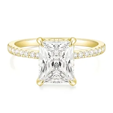 Stunning TIGRADE 4CT Radiant Cut CZ Engagement Ring in Gold
