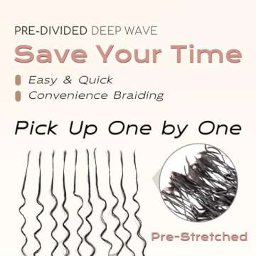 Pre-Divided Deep Wave Human Braiding Hair for Boho Braids Bulk Hair Pre-stretched Human Braiding Hai...