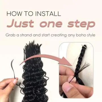 Pre-Divided Deep Wave Human Braiding Hair for Boho Braids Bulk Hair Pre-stretched Human Braiding Hair Deep Wave For Black Women (Natural Black, 18 Inch - 160 Roots)