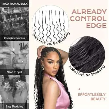 Pre-Divided Deep Wave Human Braiding Hair for Boho Braids Bulk Hair Pre-stretched Human Braiding Hair Deep Wave For Black Women (Natural Black, 18 Inch - 160 Roots)