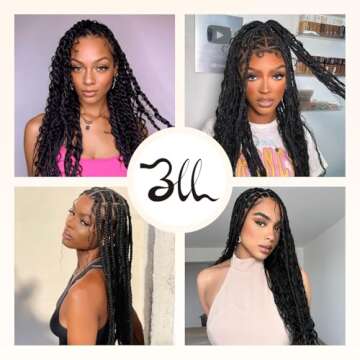 Pre-Divided Deep Wave Human Braiding Hair for Boho Braids Bulk Hair Pre-stretched Human Braiding Hair Deep Wave For Black Women (Natural Black, 18 Inch - 160 Roots)