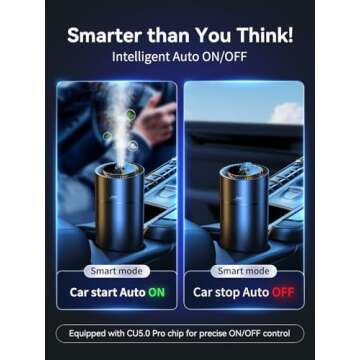 Ceeniu Smart Car Air Fresheners, New smell experience by Ultrasonic mist, Auto On/Off, Powerful Built-in Battery, Long lasting natural fragrance, Adjustable car freshener, Bamboo scent