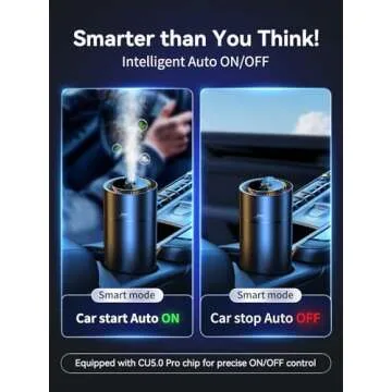 Ceeniu Smart Car Air Fresheners, New smell experience by Ultrasonic mist, Auto On/Off, Powerful Built-in Battery, Long lasting natural fragrance, Adjustable car freshener, Bamboo scent