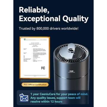 Ceeniu Smart Car Air Fresheners, New smell experience by Ultrasonic mist, Auto On/Off, Powerful Built-in Battery, Long lasting natural fragrance, Adjustable car freshener, Bamboo scent