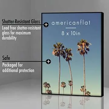 Americanflat Front Loading 8x10 Picture Frame with Shatter-Resistant Glass - Set of 6 - Metropolitan Collection - Photo Frame for Tabletop and Wall Display - Black