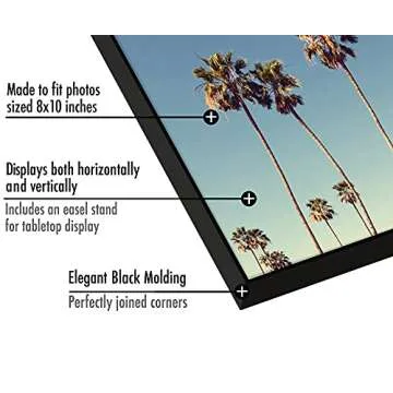 Americanflat Front Loading 8x10 Picture Frame with Shatter-Resistant Glass - Set of 6 - Metropolitan Collection - Photo Frame for Tabletop and Wall Display - Black