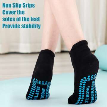 Moyel Cute Pilates Socks with Grips - 3 Pairs, Non Slip, Funny Athletic Grip Socks for Women Pilates Yoga Gifts