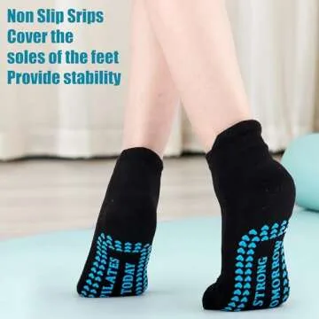 Moyel Cute Pilates Socks with Grips - 3 Pairs, Non Slip, Funny Athletic Grip Socks for Women Pilates Yoga Gifts