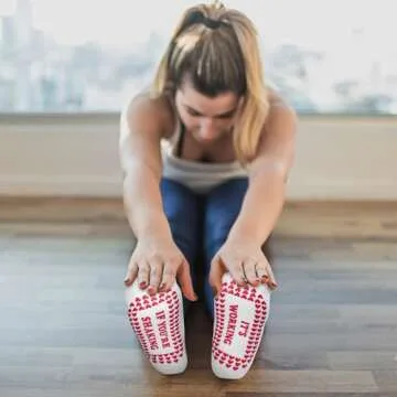 Moyel Cute Pilates Socks with Grips - 3 Pairs, Non Slip, Funny Athletic Grip Socks for Women Pilates Yoga Gifts